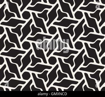 Vector Seamless Black And White Rounded Floral Hexagonal Shape Pattern Stock Vector