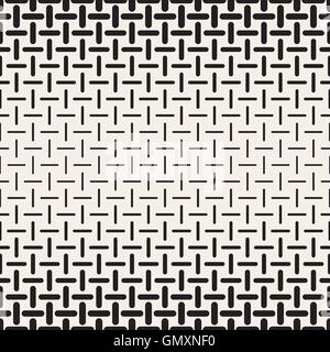 Vector Black and White Rounded Dash Lines Halftone Gradient Lattice Geometric Pattern Stock Vector