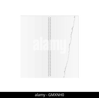 white blank spiral paper book with torn paper Stock Vector