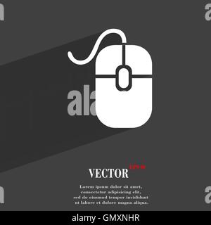 Computer mouse symbol Flat modern web design with long shadow and space for your text. Vector Stock Vector