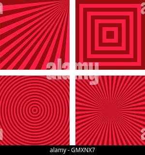 Red simple striped pattern set Stock Vector