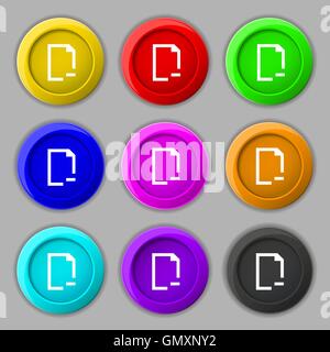 Remove Folder icon sign. symbol on nine round colourful buttons. Vector Stock Vector