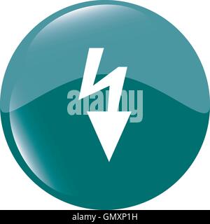 Photo flash sign icon. Lightning symbol. Web shiny button vector illustration Stock Vector