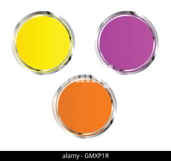 Round Metal Web Icons Stock Vector