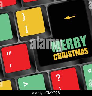 Computer Keyboard with Merry Christmas Key vector illustration Stock Vector