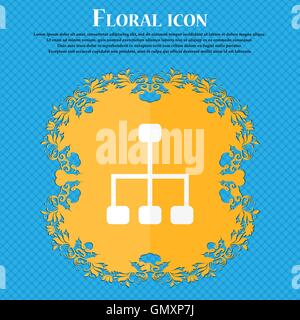 social network icon. Floral flat design on a blue abstract background with place for your text. Vector Stock Vector