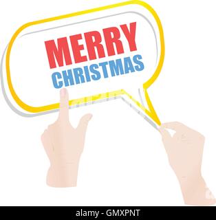 Hand drawn speech bubbles on Merry Christmas background. Vector illustration Stock Vector