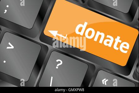 donate button on computer keyboard pc key, vector illustration Stock Vector