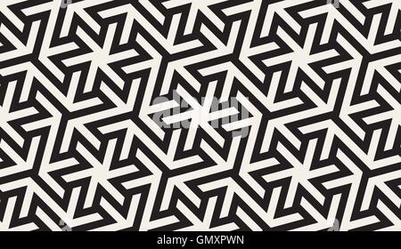 Vector Seamless Black And White Hexagonal  Geometric Star Islamic Pattern Stock Vector