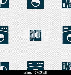Washing machine icon sign. Seamless pattern with geometric texture. Vector Stock Vector