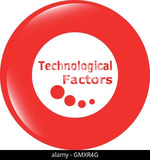 vector technological factors web button, icon isolated on white Stock Vector