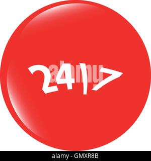 vector 24 hour button web icon, isolated on white Stock Vector