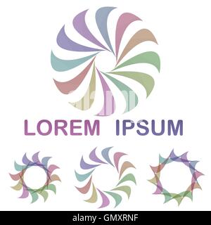 Abstract colorful curved shape logo set Stock Vector