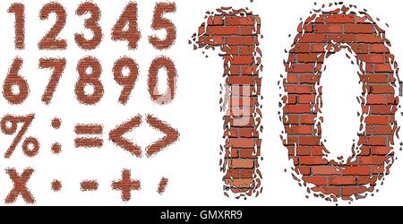 Brick digit Stock Vector