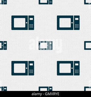 microwave icon sign. Seamless pattern with geometric texture. Vector Stock Vector