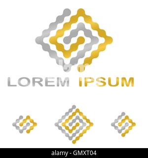 Golden silver science, technology company symbol set Stock Vector