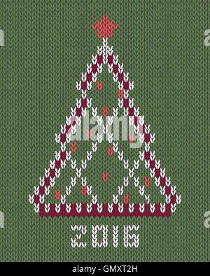 Christmas tree with red stylized star and balls Stock Vector