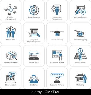 Flat Design Business Icons Set. Stock Vector