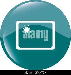 Sun sign on web icon, web button isolated on white vector illustration Stock Vector