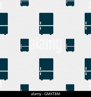 Refrigerator icon sign. Seamless pattern with geometric texture. Vector Stock Vector
