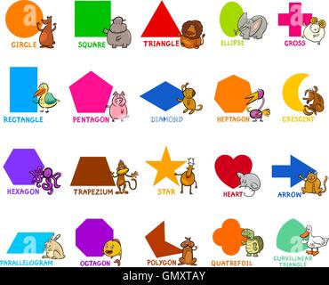 basic geometric shapes with animals Stock Vector