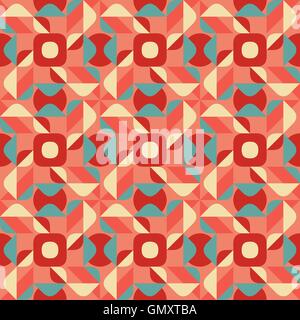 Vector Seamless Blue Pink Color Geometric Ethnic Quilt Pattern Stock Vector