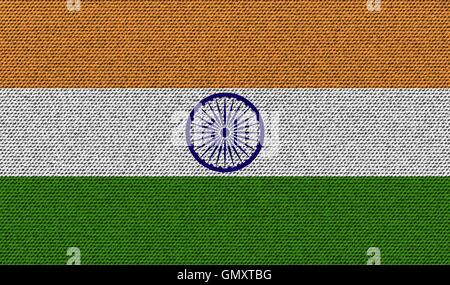 Flags India on denim texture. Vector Stock Vector