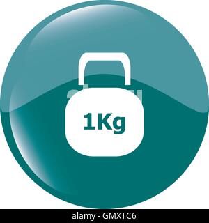 Weight sign icon. 1 kilogram (kg). Envelope mail weight. web icon button vector illustration Stock Vector
