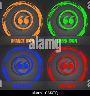 Double quotes icon. Fashionable modern style. In the orange, green, blue, red design. Vector Stock Vector