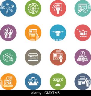 Flat Design Business Icons Set. Stock Vector