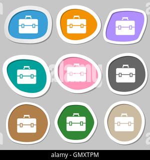 suitcase symbols. Multicolored paper stickers. Vector Stock Vector