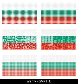 Mosaic Bulgaria flag set Stock Vector
