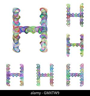 Colorful ellipse fractal font - letter H Stock Vector