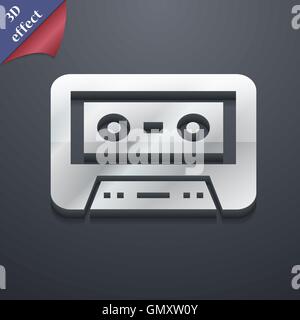 audiocassette icon symbol. 3D style. Trendy, modern design with space ...