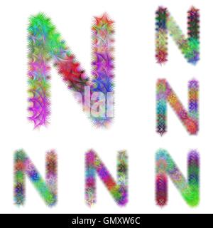 Happy colorful fractal font set - letter N Stock Vector