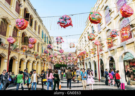leal senado square famous tourist attraction in central old colonial town area of macao macau china Stock Photo