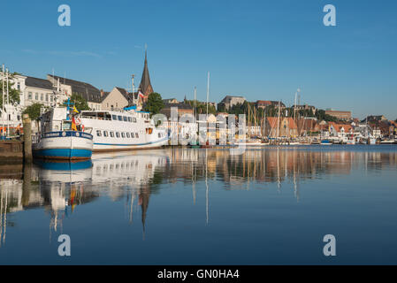 Harbor of Flensburg, at the end of Flensburg Fjord, border city to Denmark, Baltic Sea, Schleswig-Holstein,  Germany, Stock Photo