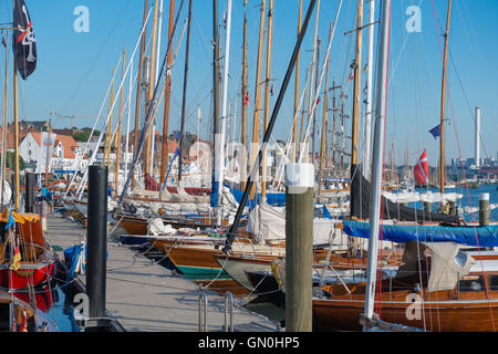 Harbor of Flensburg, at the end of Flensburg Fjord, border city to Denmark, Baltic Sea, Schleswig-Holstein,  Germany, Stock Photo