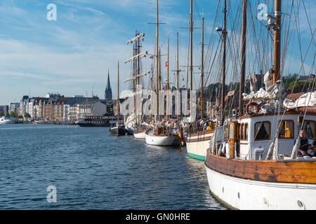 Harbor of Flensburg, at the end of Flensburg Fjord, border city to Denmark, Baltic Sea, Schleswig-Holstein,  Germany, Stock Photo