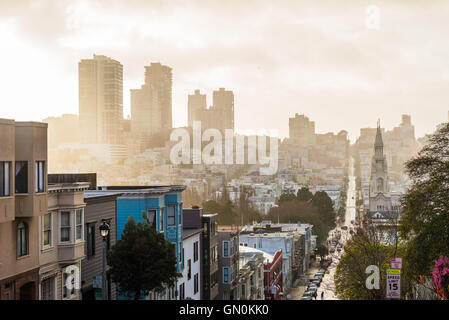 Cable car on the street of San Francisco, CA, Stock Photo