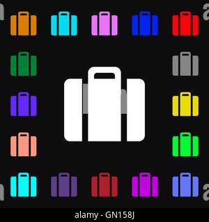 suitcase icon sign. Lots of colorful symbols for your design. Vector Stock Vector