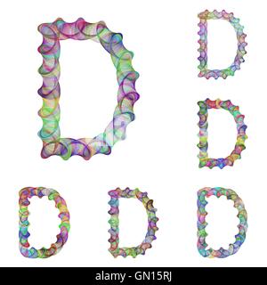 Colorful ellipse fractal font - letter D Stock Vector