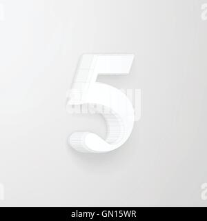 Alphabet collection: wireframe of 3d character 5, vector Stock Vector
