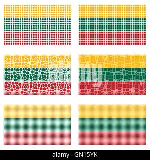 Mosaic Lithuania flag set Stock Vector