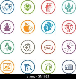 Medical and Health Care Icons Set. Flat Design. Stock Vector