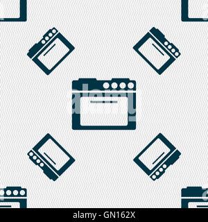 kitchen stove icon sign. Seamless pattern with geometric texture. Vector Stock Vector