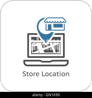Store Location Icon. Flat Design. Stock Vector
