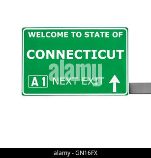 Welcome to Connecticut state concept on road sign Stock Photo - Alamy