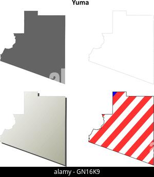Yuma County, Arizona outline map set Stock Vector