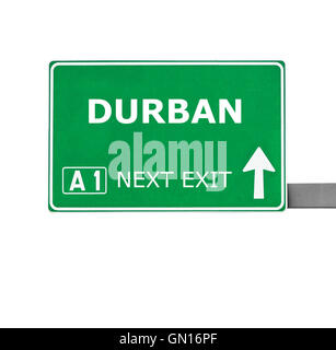 DURBAN road sign isolated on white Stock Photo